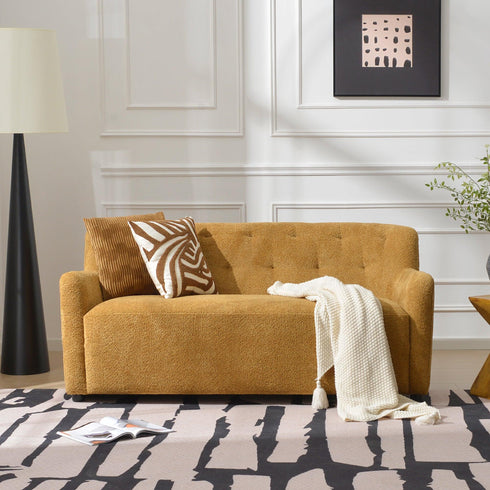 Vestie Chenille Loveseat Sofa | Cream Loveseat | Kinwell Furniture | Super Comfy Loveseats & Modern Curved Loveseats